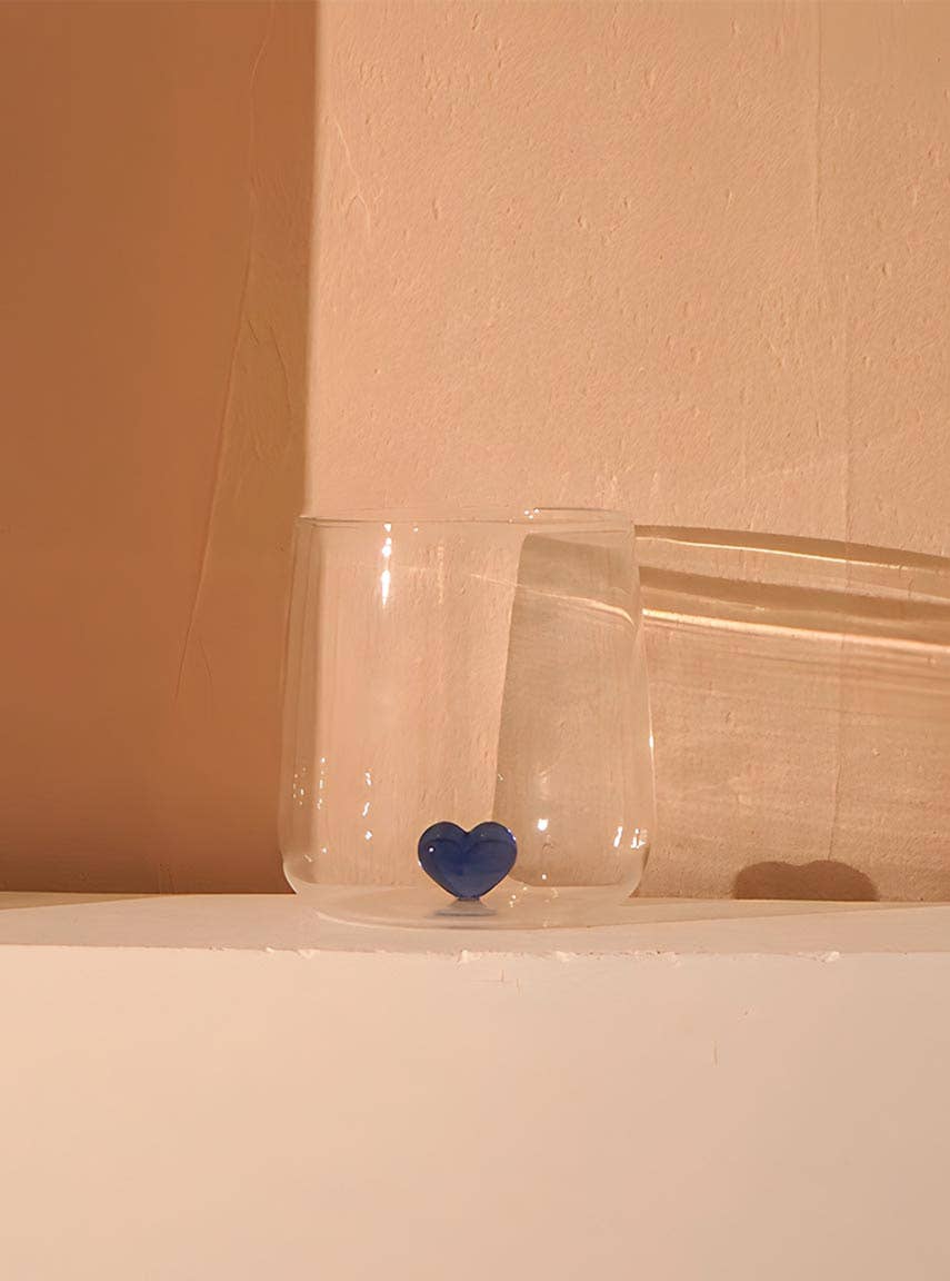 "L'amour" Glass With Blue Love Heart