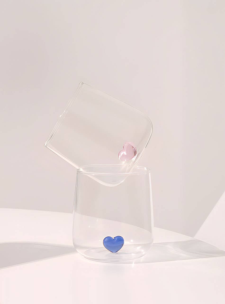 "L'amour" Glass With Blue Love Heart